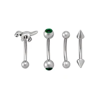Multi-Pack Green CZ Dino Curved Barbells 5 Pack - 16 Gauge