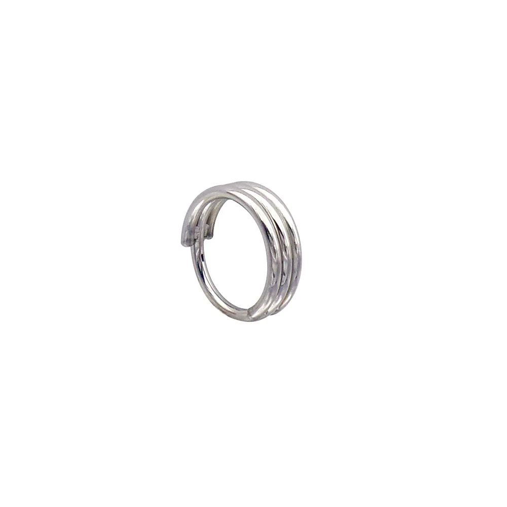 Silvertone Ribbed Hinge Hoop Earring - 16 Gauge