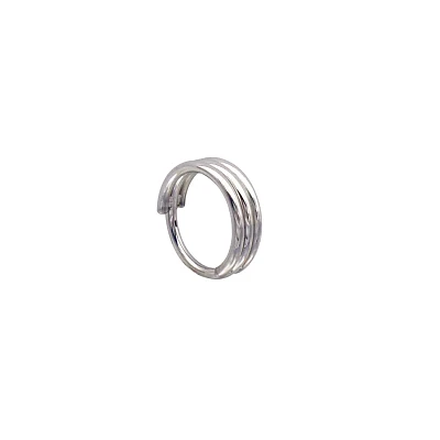 Silvertone Ribbed Hinge Hoop Earring - 16 Gauge