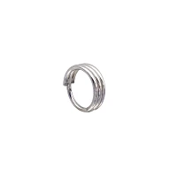 Silvertone Ribbed Hinge Hoop Earring - 16 Gauge