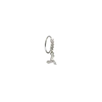 CZ Silvertone Dangle Hoop Nose Ring - 20 Gauge
