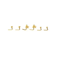 Multi-Pack Goldtone Bow Dangle and Pearl-Effect L-Bend Nose Pins 6 Pack - 20 Gauge
