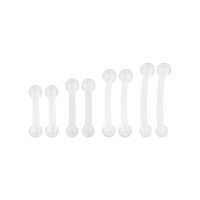 Multi-Pack Clear Curved Barbells 8 Pack - 16 Gauge
