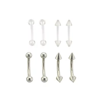 Multi-Pack Titanium and Acrylic Curved Barbells 8 Pack - 16 Gauge