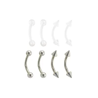 Multi-Pack Titanium and Acrylic Curved Barbells 8 Pack - 16 Gauge