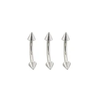 Multi-Pack Spiked Titanium Internally Threaded Curved Barbells 3 Pack - 16 Gauge
