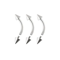 Multi-Pack Spiked Titanium Internally Threaded Curved Barbells 3 Pack - 16 Gauge