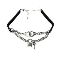 O-Ring Lock Key Drop Choker Necklace