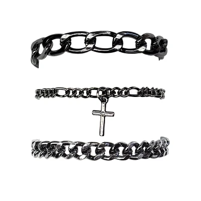 Multi-Pack Cross Charm Chain Bracelets - 3 Pack