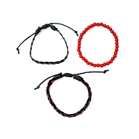 Multi-Pack Red and Black Woven and Beaded Bracelets - 3 Pack