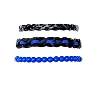Multi-Pack Black and Blue Woven and Beaded Bracelets - 3 Pack