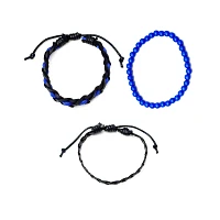Multi-Pack Black and Blue Woven and Beaded Bracelets - 3 Pack
