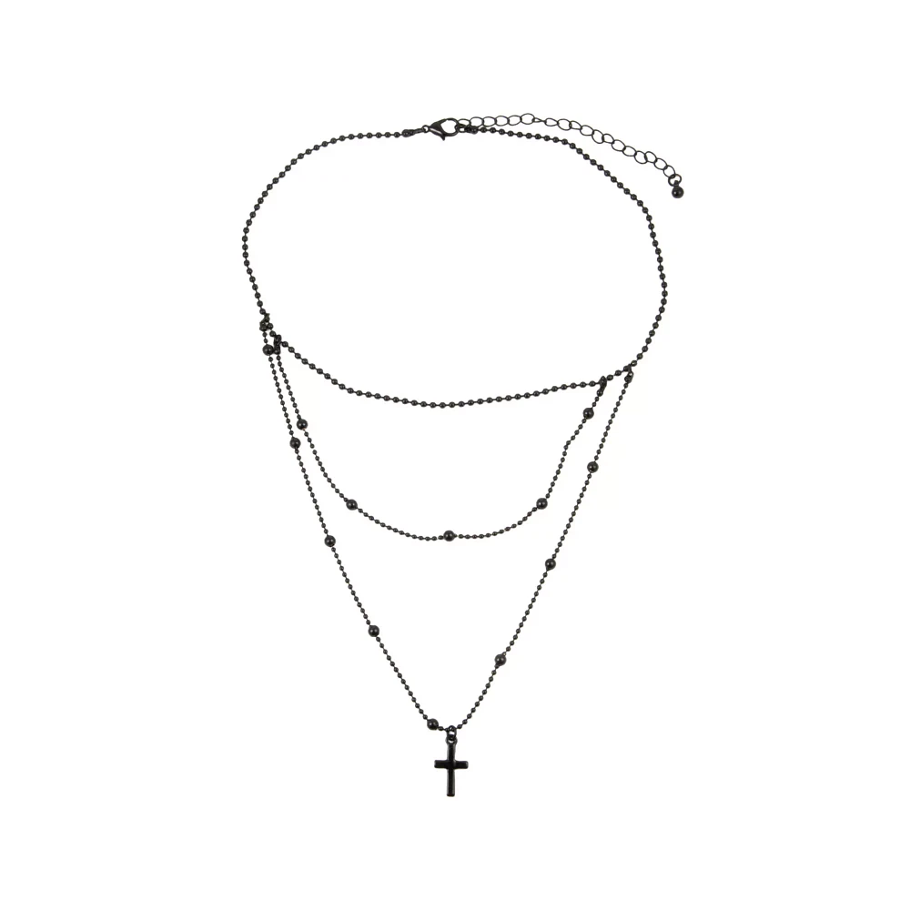 Cross Drop Chain Choker Necklace