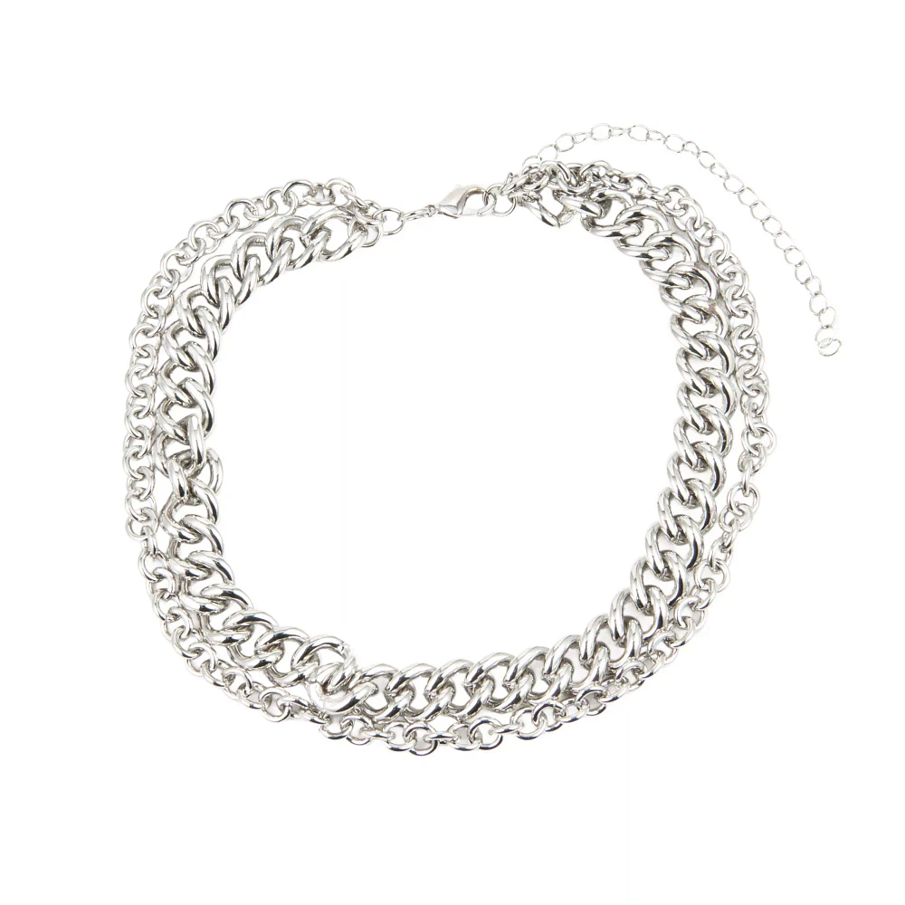 Silvertone Chain Choker Necklace