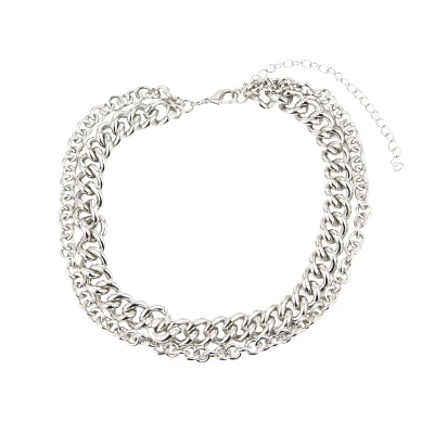 Silvertone Chain Choker Necklace