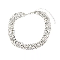 Silvertone Chain Choker Necklace