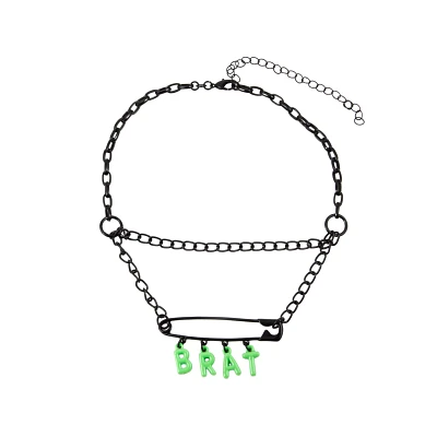 Safety Pin Brat Chain Choker Necklace