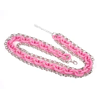 Pink 3 Row Chunky Chain Necklace