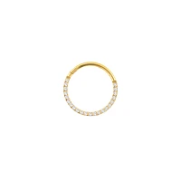 Goldtone CZ Multi-Gem Clicker Septum Ring