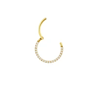 Goldtone CZ Multi-Gem Clicker Septum Ring