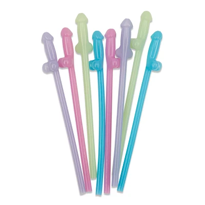 Neon Glow in the Dark Penis Straws - 8 Pack