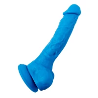 Suction Cup Dildo with Balls Blue - 8 Inch