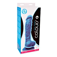 Suction Cup Dildo with Balls Blue - 8 Inch