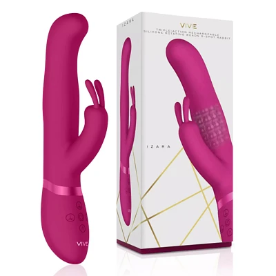 Izara Rechargeable Waterproof G-Spot Rabbit Vibrator - 8.6 Inch