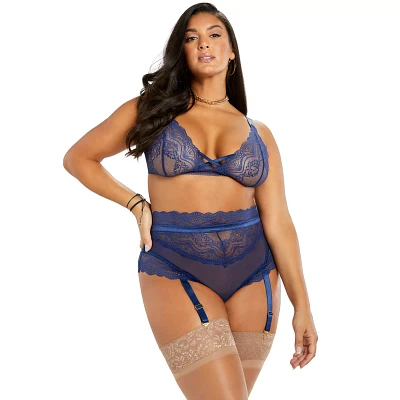 Plus Navy Bralette and Panties Set