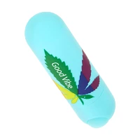 Jessi 420 Blue 10-Function Rechargeable Waterproof Weed Leaf Bullet Vibrator - 3 Inch