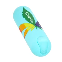 Jessi 420 Blue 10-Function Rechargeable Waterproof Weed Leaf Bullet Vibrator - 3 Inch