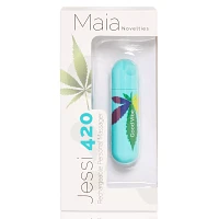 Jessi 420 Blue 10-Function Rechargeable Waterproof Weed Leaf Bullet Vibrator - 3 Inch