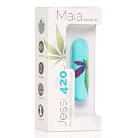 Jessi 420 Blue 10-Function Rechargeable Waterproof Weed Leaf Bullet Vibrator - 3 Inch