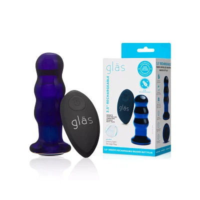 Rechargeable Vibrating Beaded Butt Plug - 4 Inch