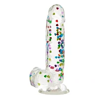 I Heart Dick Heart Confetti Suction Cup Dildo - 6 Inch