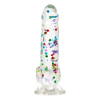 I Heart Dick Heart Confetti Suction Cup Dildo - 6 Inch
