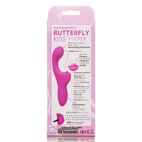 Butterfly Kiss Flicker Rechargeable Waterproof G-Spot Vibrator Pink - 7.5 Inch