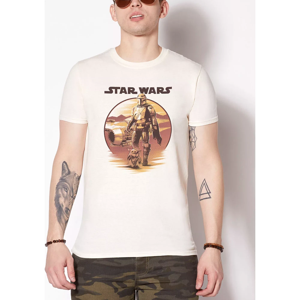 Mando and Grogu Sunset T Shirt - The Mandalorian