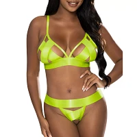 Neon Yellow Strappy Bra and Panties