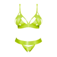 Neon Yellow Strappy Bra and Panties