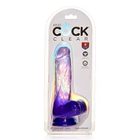 King Cock Realistic Suction Cup 6 Inch Dildo with Purple Balls