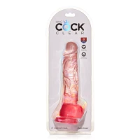 King Cock Realistic Suction Cup 8 Inch Dildo with Pink Balls