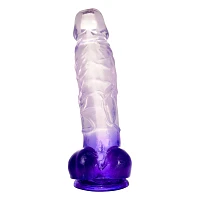 King Cock Realistic Suction Cup 8 Inch Dildo with Purple Balls