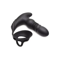 Remote Control 10-Function Thrusting Vibrating Butt Plug with Cock and Ball Strap - 5.7 Inch