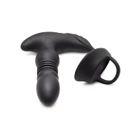 Remote Control 10-Function Thrusting Vibrating Butt Plug with Cock and Ball Strap - 5.7 Inch