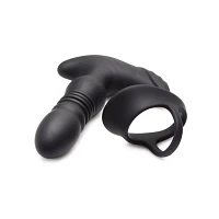 Remote Control 10-Function Thrusting Vibrating Butt Plug with Cock and Ball Strap - 5.7 Inch