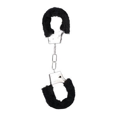 Black Furry Handcuffs in a Bag
