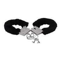 Black Furry Handcuffs in a Bag