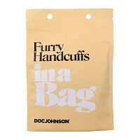 Black Furry Handcuffs in a Bag