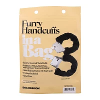 Black Furry Handcuffs in a Bag